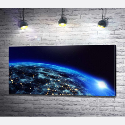 Фрагмент земної кулі у світінні