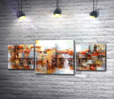 Модульная картина "Абстрактный образ городского пейзажа"