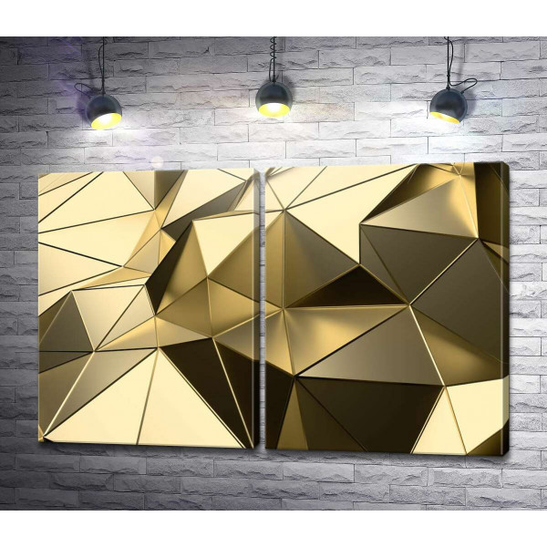 Золотая металлическая стена из полигонов