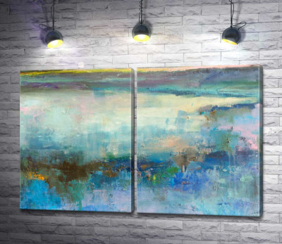 Модульная картина "Пятнисто-красочная абстракция в синих тонах"
