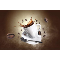 Чашка кофе и разлетающиеся зерна