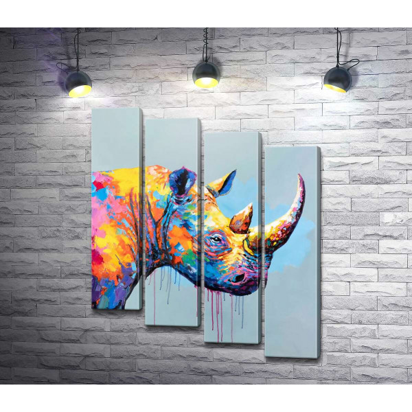 Різнокольоровий носоріг у стилі поп-арт
