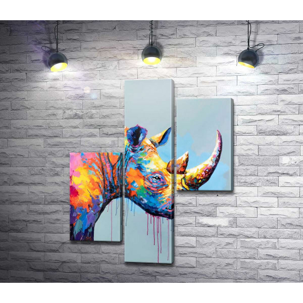 Разноцветный носорог в стиле поп-арт