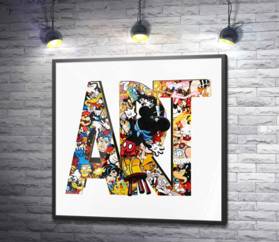 Постер "Напис ART і Міккі Маус бомбер"