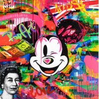 Арт граффити с Микки Маусом и королевой