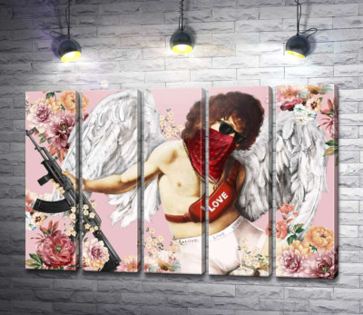 Модульная картина "Make love not war: современный Купидон"