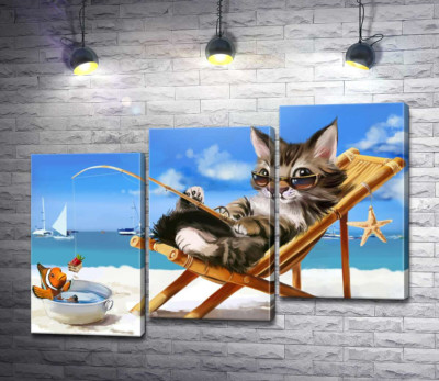 Стильний відпочинок кота на морі