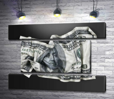 Модульна картина "Зім'ята 100 доларова купюра"