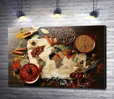 Карта мира из колоритных специй