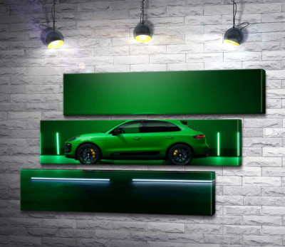Модульная картина "Porsche Macan в зеленом цвете"