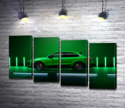 Модульна картина "Porsche Macan у зеленому кольорі"
