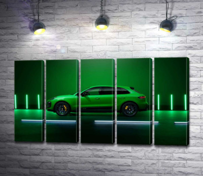 Модульная картина "Porsche Macan в зеленом цвете"