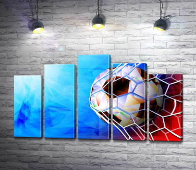 Модульна картина "Футбольний м'яч у воротарській сітці"