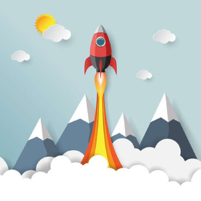 Взлет красной ракеты в космос