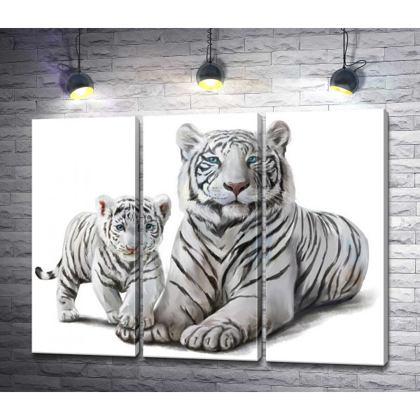 Білий тигр з дитинчатою