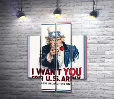 Модульна картина "Плакат військового рекрутингу в США (I want you for US army)"
