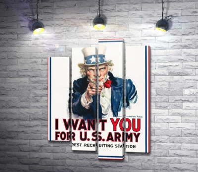Модульна картина "Плакат військового рекрутингу в США (I want you for US army)"