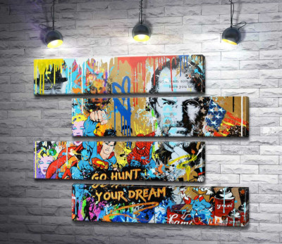 Модульная картина "Арт граффити с Джобсом - Go hunt your dream"