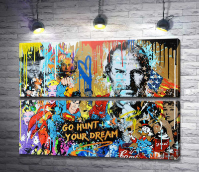 Модульная картина "Арт граффити с Джобсом - Go hunt your dream"