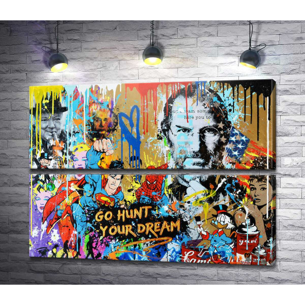Арт граффити с Джобсом - Go hunt your dream