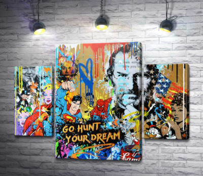 Модульная картина "Арт граффити с Джобсом - Go hunt your dream"