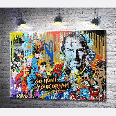 Арт граффити с Джобсом - Go hunt your dream