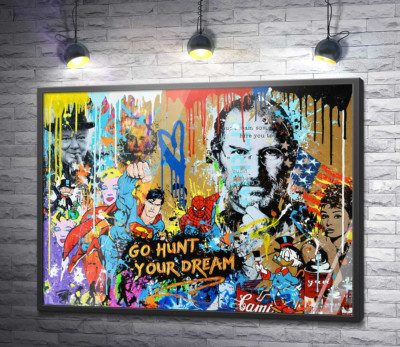Постер "Арт графіті з Джобсом - Go hunt your dream"