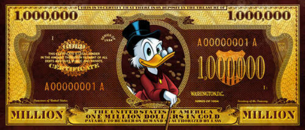 Купюра-сертификат на 1 миллион долларов со Скруджем