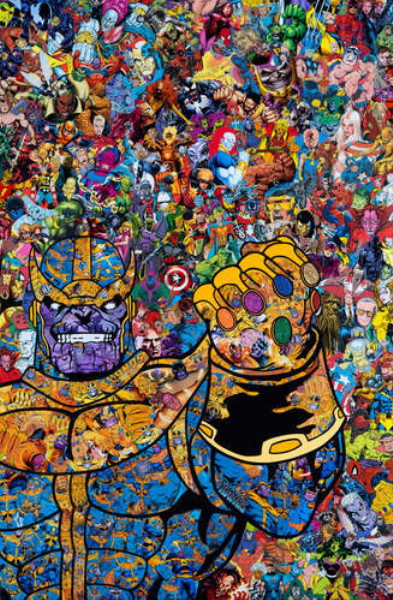 Арт коллаж комиксов в стиле Таноса из Марвел
