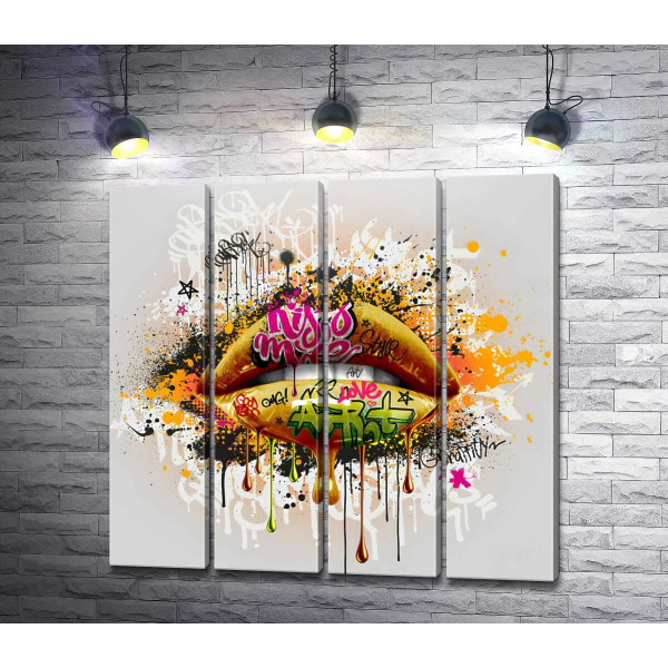 Сочные губы в оформлении арт-граффити