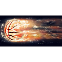 Контур баскетбольного м'яча у вигляді вогняної кулі