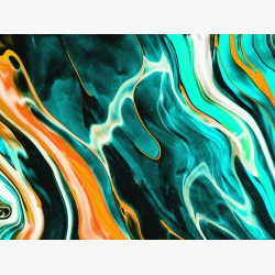 Бирюзово-оранжевые абстрактные волны