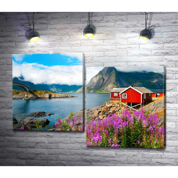 Живописный норвежский пейзаж с домиками