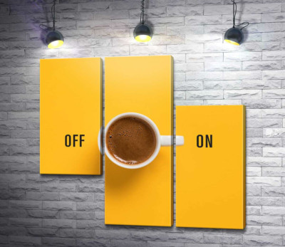 Модульна картина "Чашка кави та напис "On - Off""