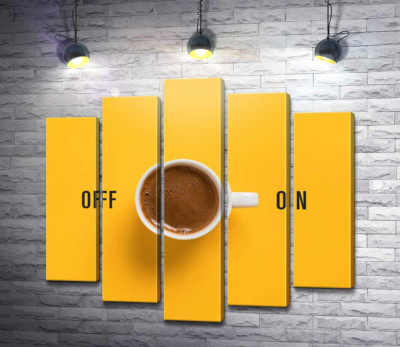 Модульна картина "Чашка кави та напис "On - Off""