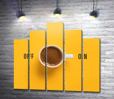 Модульна картина "Чашка кави та напис "On - Off""
