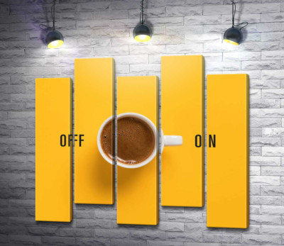 Модульна картина "Чашка кави та напис "On - Off""