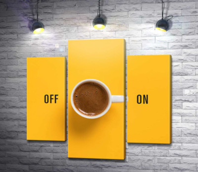 Модульна картина "Чашка кави та напис "On - Off""