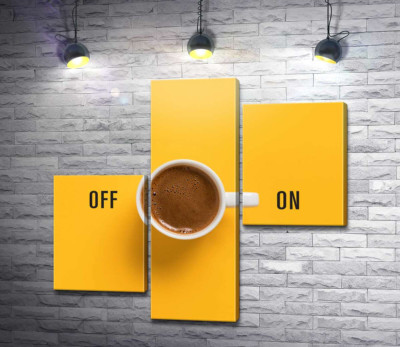 Модульна картина "Чашка кави та напис "On - Off""
