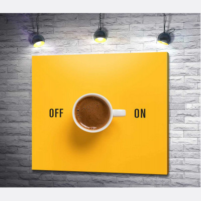 Чашка кави та напис "On - Off"