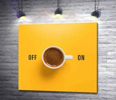 Чашка кофе и надпись "On - Off"