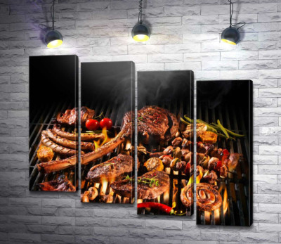 Модульная картина "Мясной набор на гриле"