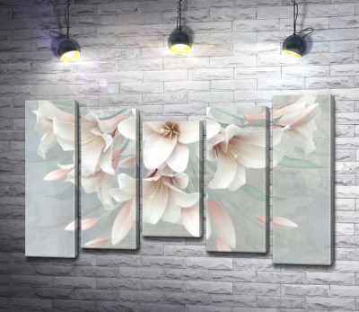 Модульная картина "Нежная россыпь цветов лилии"