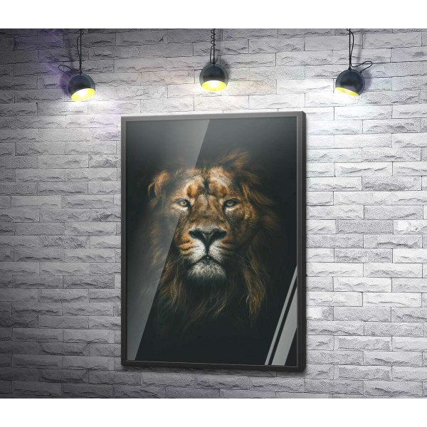 Портрет льва в темных тонах