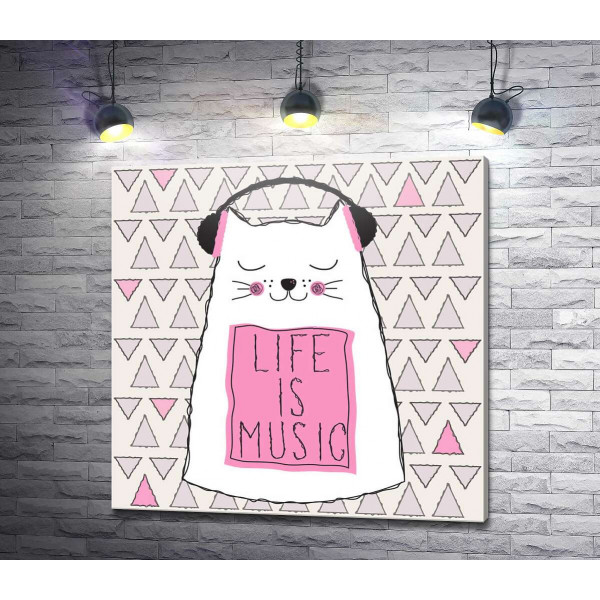 Кот в наушниках: жизнь - это музыка