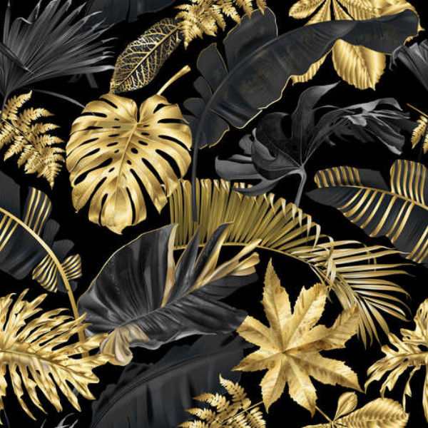 Черно-золотые тропические листья