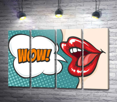 Женские губы и выкрик "Wow"