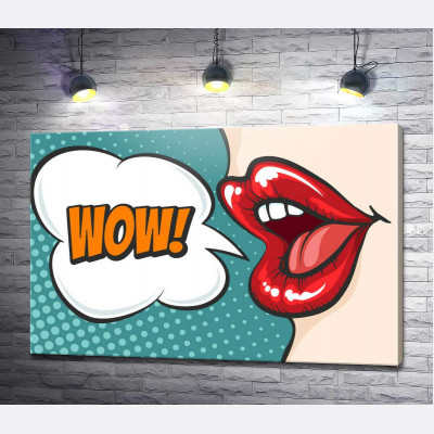 Женские губы и выкрик "Wow"