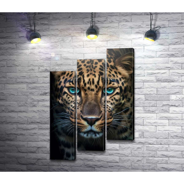 Портрет леопарда з бірюзовими очима