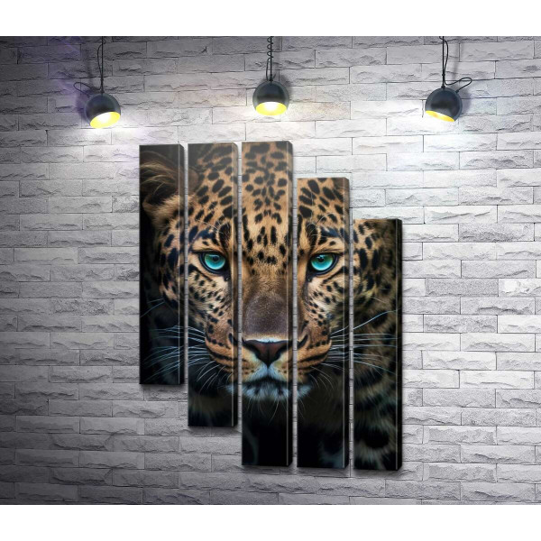 Портрет леопарда з бірюзовими очима